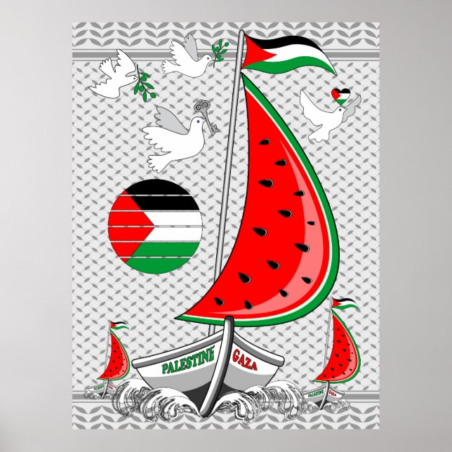 Frihet Global Sumud Flotilla Boats till Gaza Poster (Framsidan)