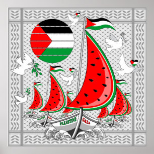 Frihet Global Sumud Flotilla Boats till Gaza Poster