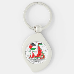 Frihet Global Sumud Flotilla Boats till Gaza Swirl Silverfärgad Nyckelring
