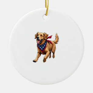 Frihet Golden Retriever Vintage Gravyr T-Shirt 4 Julgransprydnad Keramik