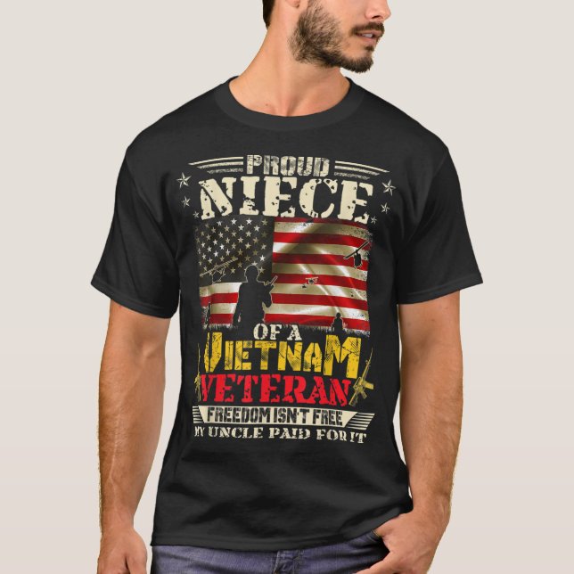 Frihet: Gratis, prydnadsövning i ett Vietnam Vet T Shirt (Framsida)