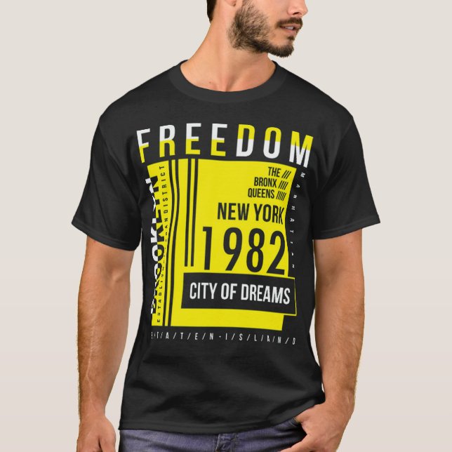 Frihet gulten färg t shirt (Framsida)