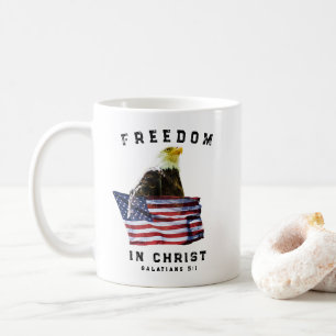 Frihet i Kristus Vitörnen & USA Flagga Kristna Kaffemugg