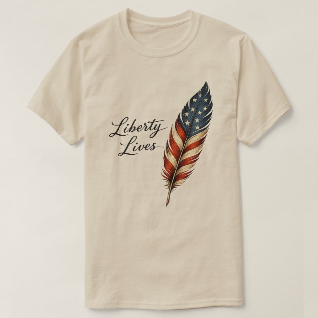 Frihet Lever Fjäder T Shirt (Design framsida)