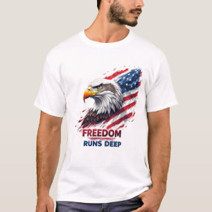 Frihet Löper Djupt Patriotisk USA Stolthet Dekal T Shirt
