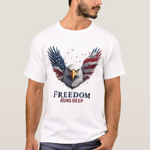 Frihet Löper Djupt Patriotisk USA Stolthet Dekal T Shirt