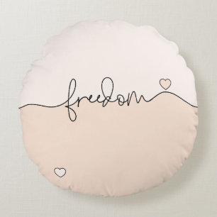 Frihet Minimalistisk Typografi Design Rund Kudde