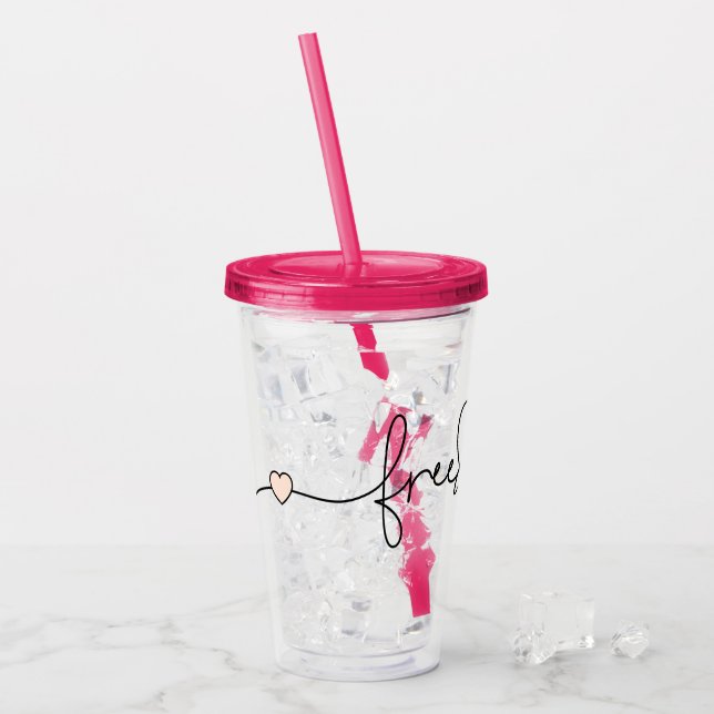 Frihet Minimalistisk Typografi Design Take Away Mugg (Framsida Ice)