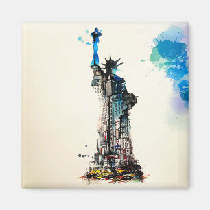 Frihet New York City reser kärlekvattenfärg Magnet
