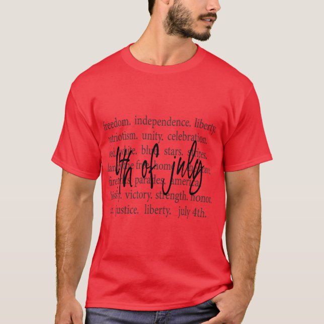 Frihet, Oberoende, Frihet 4 juli  T Shirt (Framsida)