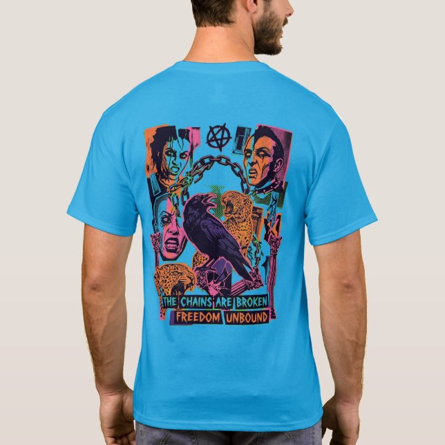 Frihet Obunden Tröja – Punk Collage Grafisk T-Shir (Baksida)