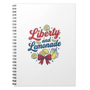 Frihet och Lemonad Patriotisk Citron Vektor Tröja_ Anteckningsbok
