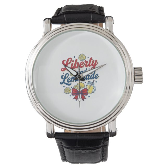 Frihet och Lemonad Patriotisk Citron Vektor Tröja_ Armbandsur (Framsida)