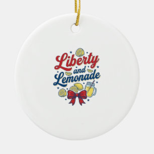 Frihet och Lemonad Patriotisk Citron Vektor Tröja_ Julgransprydnad Keramik
