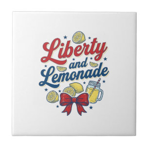 Frihet och Lemonad Patriotisk Citron Vektor Tröja_ Kakelplatta