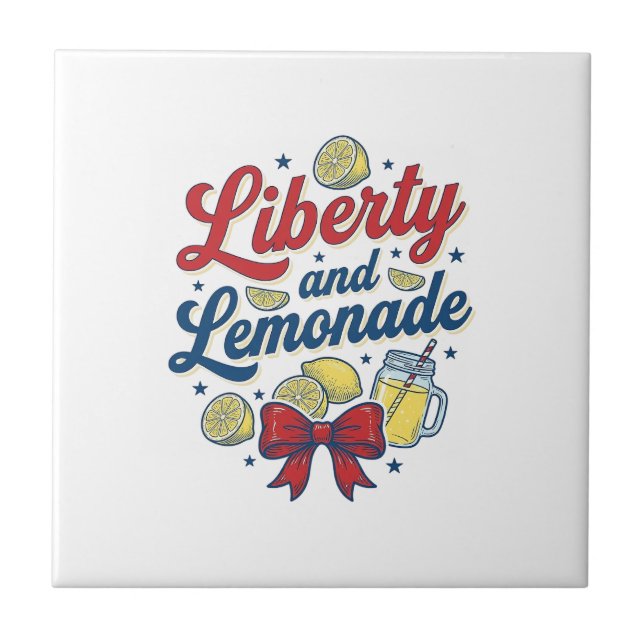 Frihet och Lemonad Patriotisk Citron Vektor Tröja_ Kakelplatta (Framsidan)