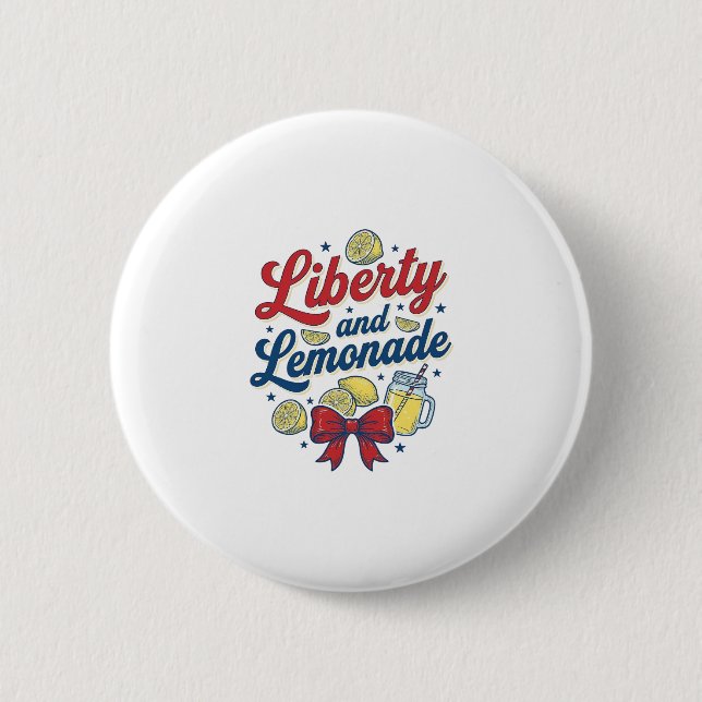 Frihet och Lemonad Patriotisk Citron Vektor Tröja_ Knapp (Framsida)