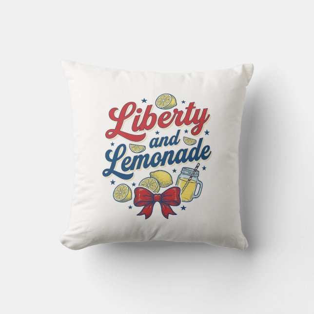 Frihet och Lemonad Patriotisk Citron Vektor Tröja_ Kudde (Framsida)