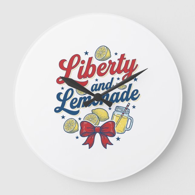 Frihet och Lemonad Patriotisk Citron Vektor Tröja_ Stor Klocka (Framsida)