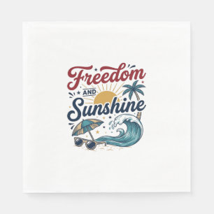 Frihet Och Solsken Vintage Beach Shirt Design (3 Pappersservett