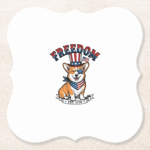 Frihet Patriotisk Corgi Vintage Gravyr T-Shirt_ Underlägg Papper