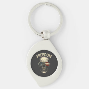 Frihet Patriotisk Dödskalle USA Swirl Silverfärgad Nyckelring