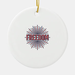 Frihet Patriotisk Fyrverkeri Vektor T-Shirt Design Julgransprydnad Keramik