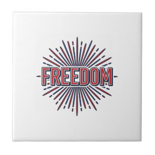 Frihet Patriotisk Fyrverkeri Vektor T-Shirt Design Kakelplatta