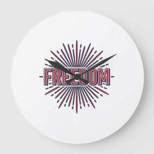 Frihet Patriotisk Fyrverkeri Vektor T-Shirt Design Stor Klocka