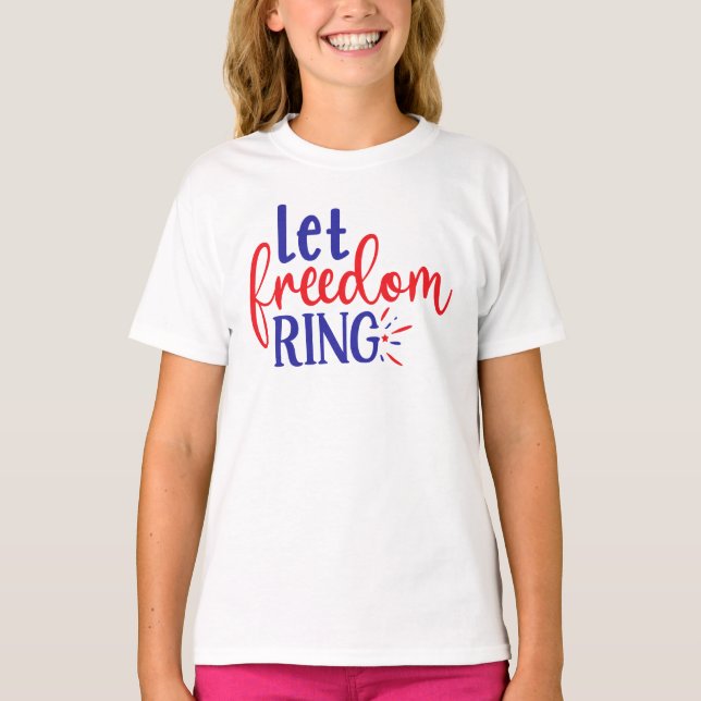 Frihet Ring 4 juli T-Shirt för barn (Framsida)