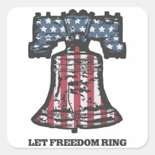 Frihet Ring-Liberty Bell-Patriotic Stickers Fyrkantigt Klistermärke
