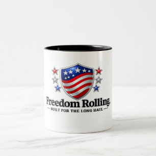 Frihet Rullande Patriotiskt Sköldlogotyp Amerika Två-Tonad Mugg