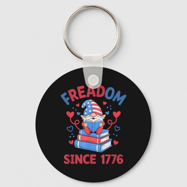 Frihet Sedan 1776 Eldshow Tomte Amerikansk Läsning Nyckelring (Framsida)