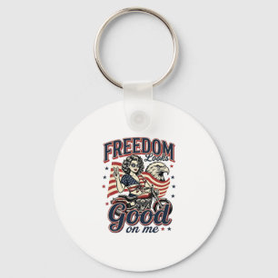 Frihet Ser Bra Patriotisk Vintage Örn Nyckelring