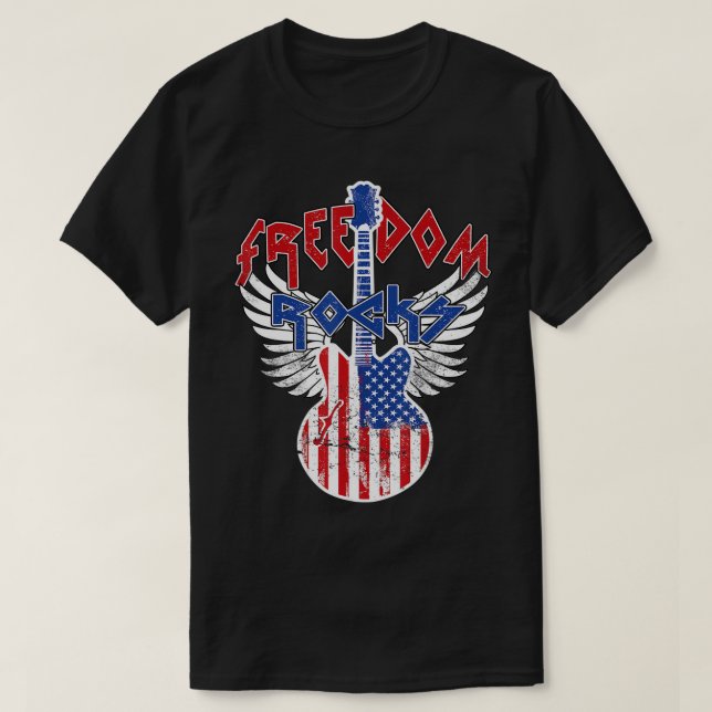 Frihet Sten 4 juli Patriotic USA flagga Sten T Shirt (Design framsida)
