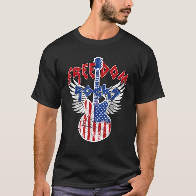 Frihet Sten 4 juli Patriotic USA flagga Sten T Shirt (Framsida)