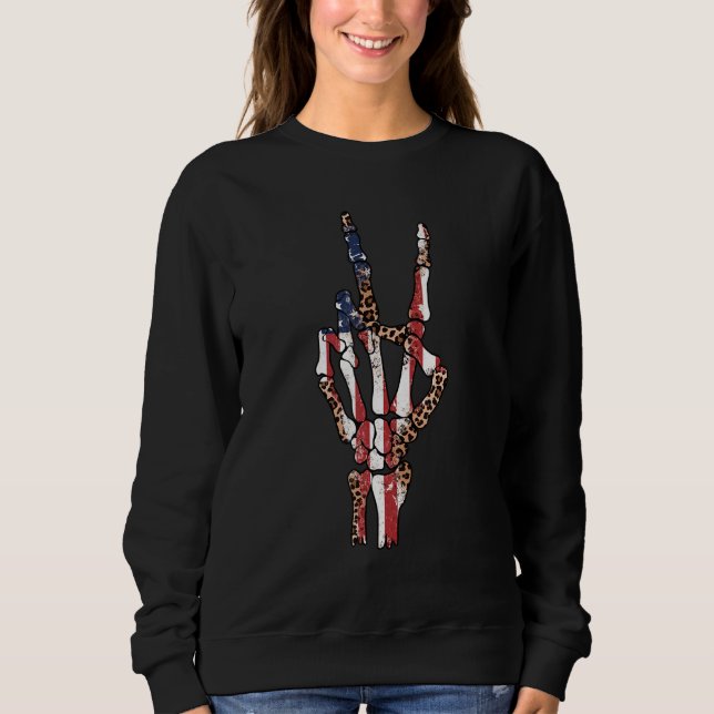 Frihet Sten Leopard Rött vitt blått Skeleton Sten T Shirt (Framsida)