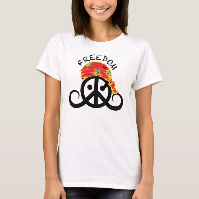 Frihet T-shirt (kvinnoring; pirat bandana;) (Framsida)