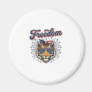 Frihet Tiger Patriotisk Vintage Gravyr T-Shirt_1 Magnet