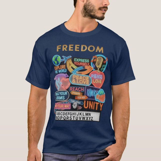 Frihet Upplyst T Shirt (Framsida)