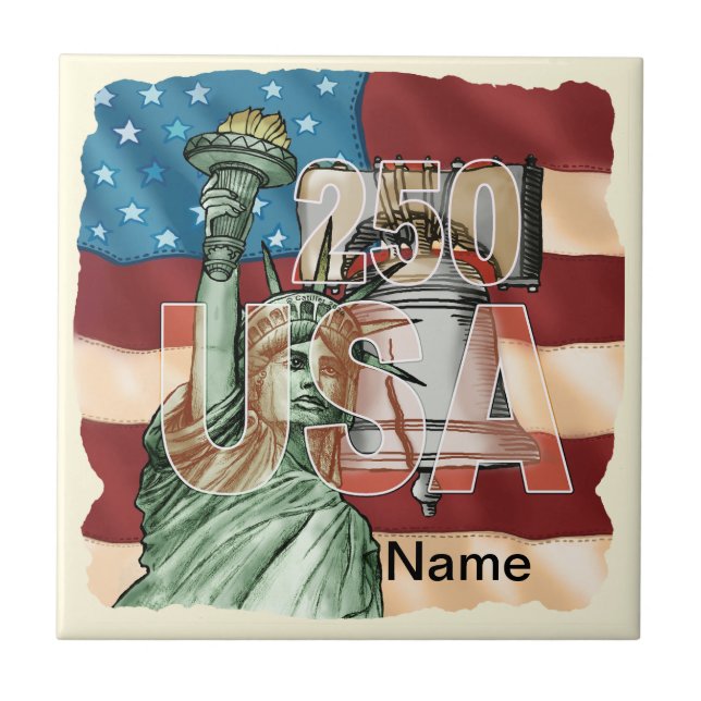 Frihet USA 250-årsjubileum Kakelplatta (Framsidan)