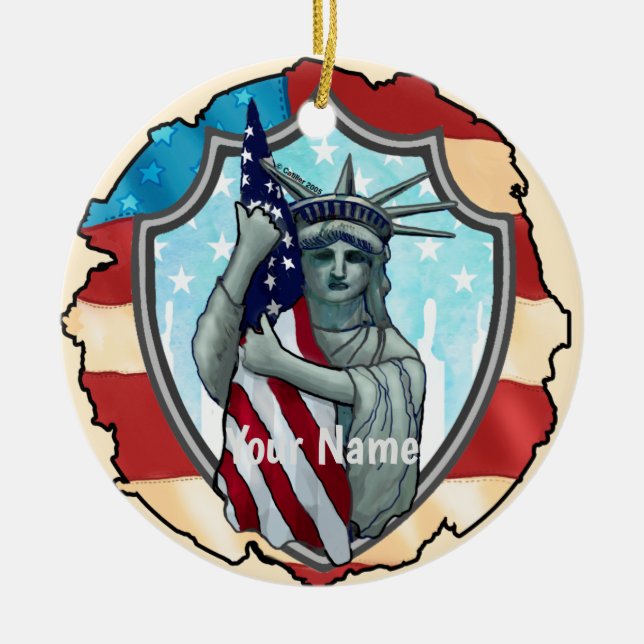 Frihet USA  Julgransprydnad Keramik (Framsidan)