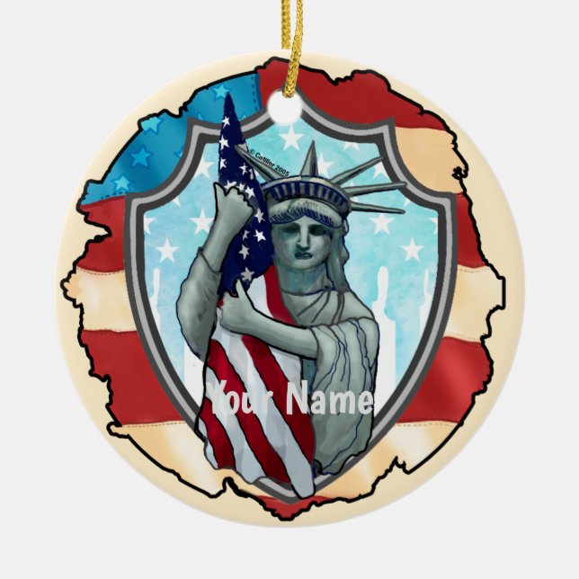 Frihet USA-ornament Julgransprydnad Keramik (Framsidan)
