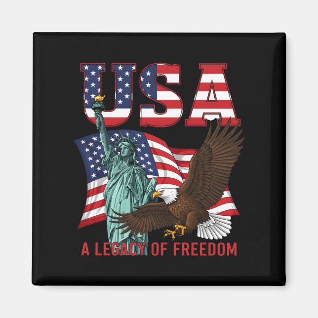 Frihet usa patriotisk grafik 4 juli lång magnet (Framsidan)
