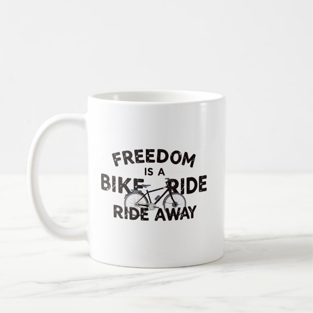 Friheten är en cykeltur bort kaffemugg (Vänster)