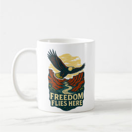 Friheten faller här Retro Eagle Artwork Kaffemugg