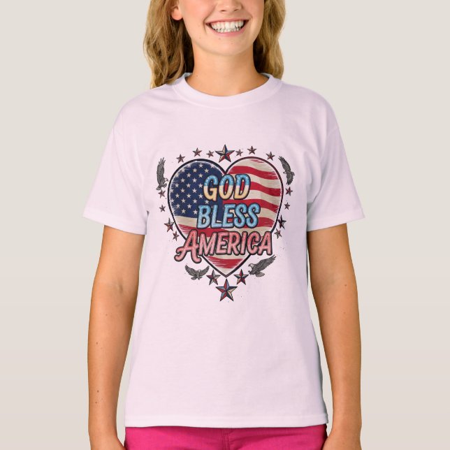 Frihetens bön  Gud välsigne Amerika T-shirt design (Framsida)