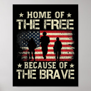 Frihetens hem på grund av Modiga USA flagga Poster
