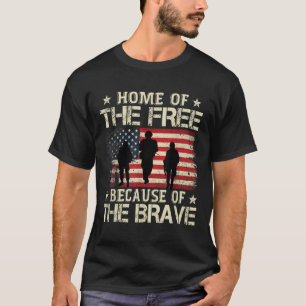 Frihetens hem på grund av Modiga USA flagga T Shirt