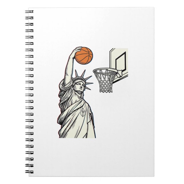 Frihetsbasketdunk Vintagegraveringsdesign_1 Anteckningsbok (Framsidan)